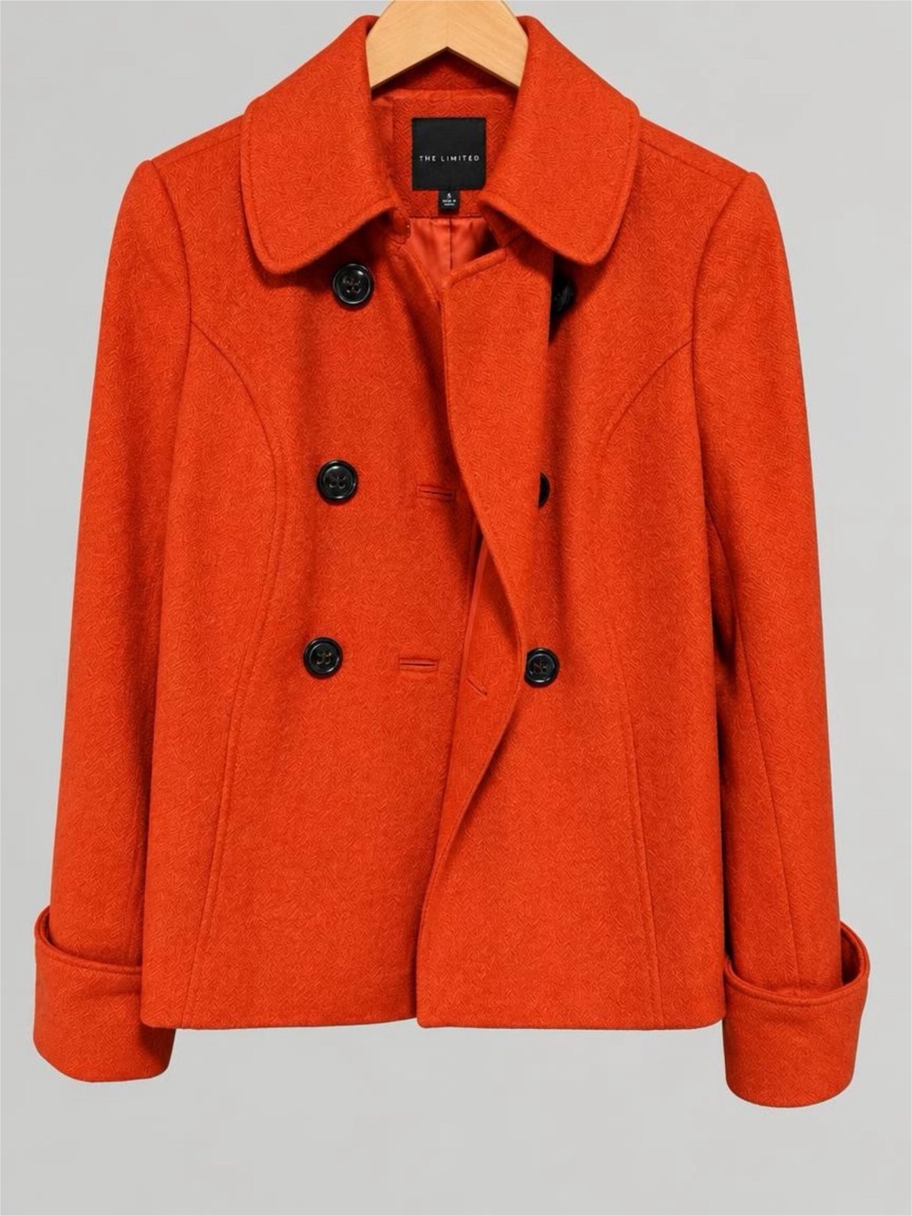 The Limited Rust Orange Double-Breasted Wool Peacoat